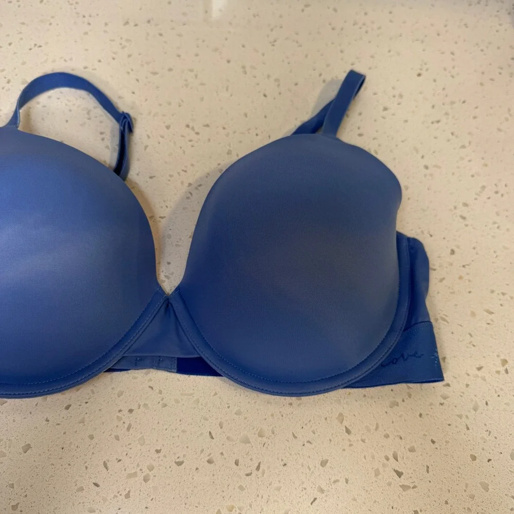 Victoria's Secret PINK Wear Everywhere T-Shirt Bra Blue Pink 38D Underwire Logo